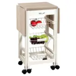 M&ouml;belix Servierwagen Holz Dekor/wei&szlig; Ausklappbar, 3 Ablagen + Lade