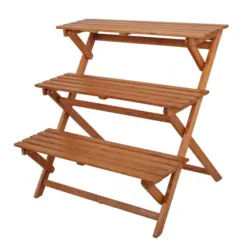 Blumentreppe Cambria 3 Böden Eukalyptusholz Klappbar