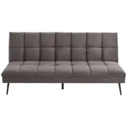 3-Sitzer-Sofa mit Schlaffunkt. Pur Grau Samtbezug