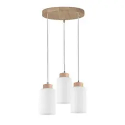 Hängeleuchte Bosco H: 110 Cm 3-Flammig, Echtholz/milchglas