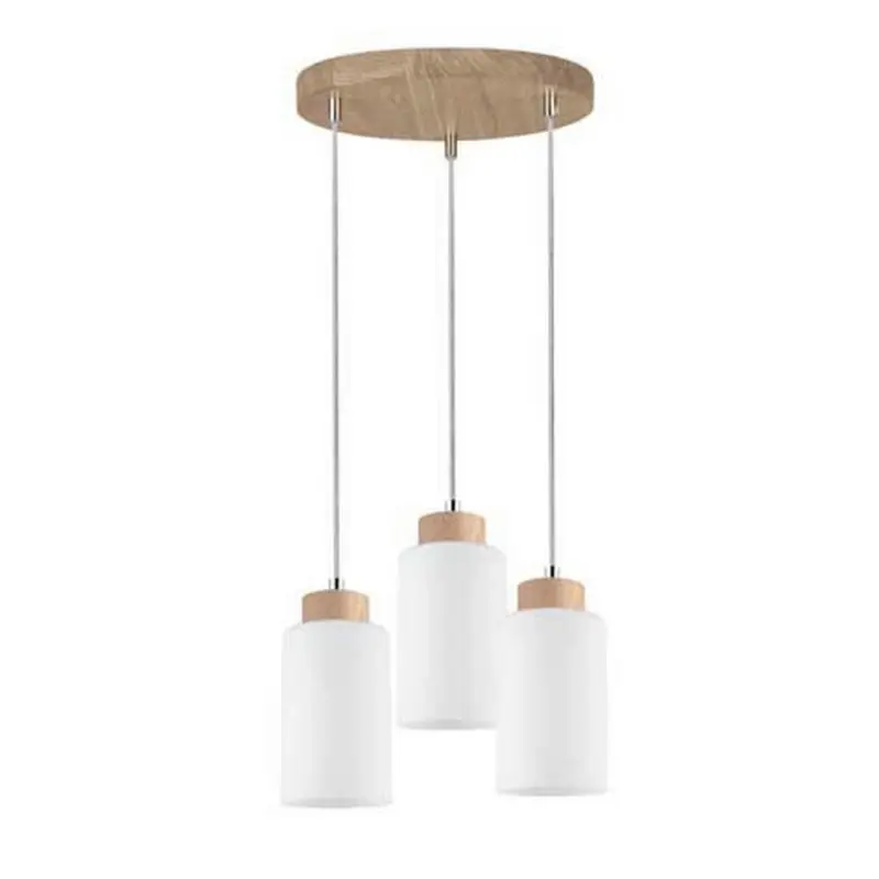 Hängeleuchte Bosco H: 110 Cm 3-Flammig, Echtholz/milchglas