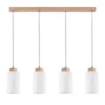 Möbelix Hängeleuchte Bosco H: 110 cm 4-Flammig, Echtholz/Milchglas