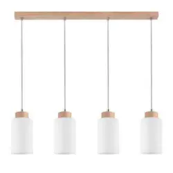 Hängeleuchte Bosco H: 110 cm 4-Flammig, Echtholz/Milchglas