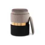 Möbelix Pouf Zora Mit Stauraum Grau Schwarz Gold H:32/36cm 2er-Set