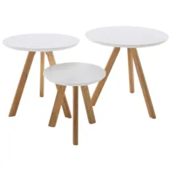 Beistelltisch 3er-set Sinio Wei&szlig;/asteiche