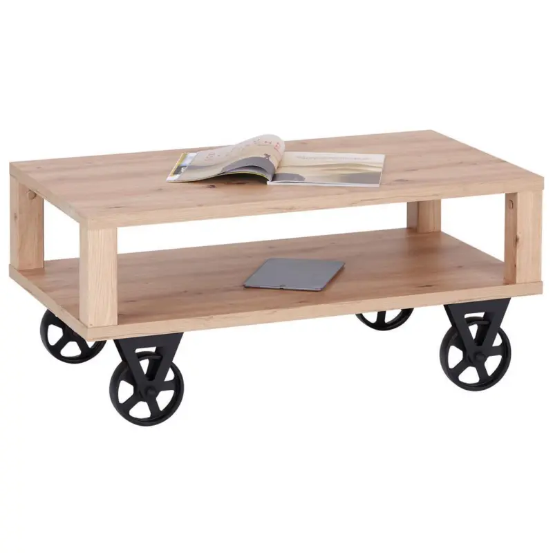 Couchtisch Mit Ablagefl&auml;che + Rollen Ankona, Eiche Dekor