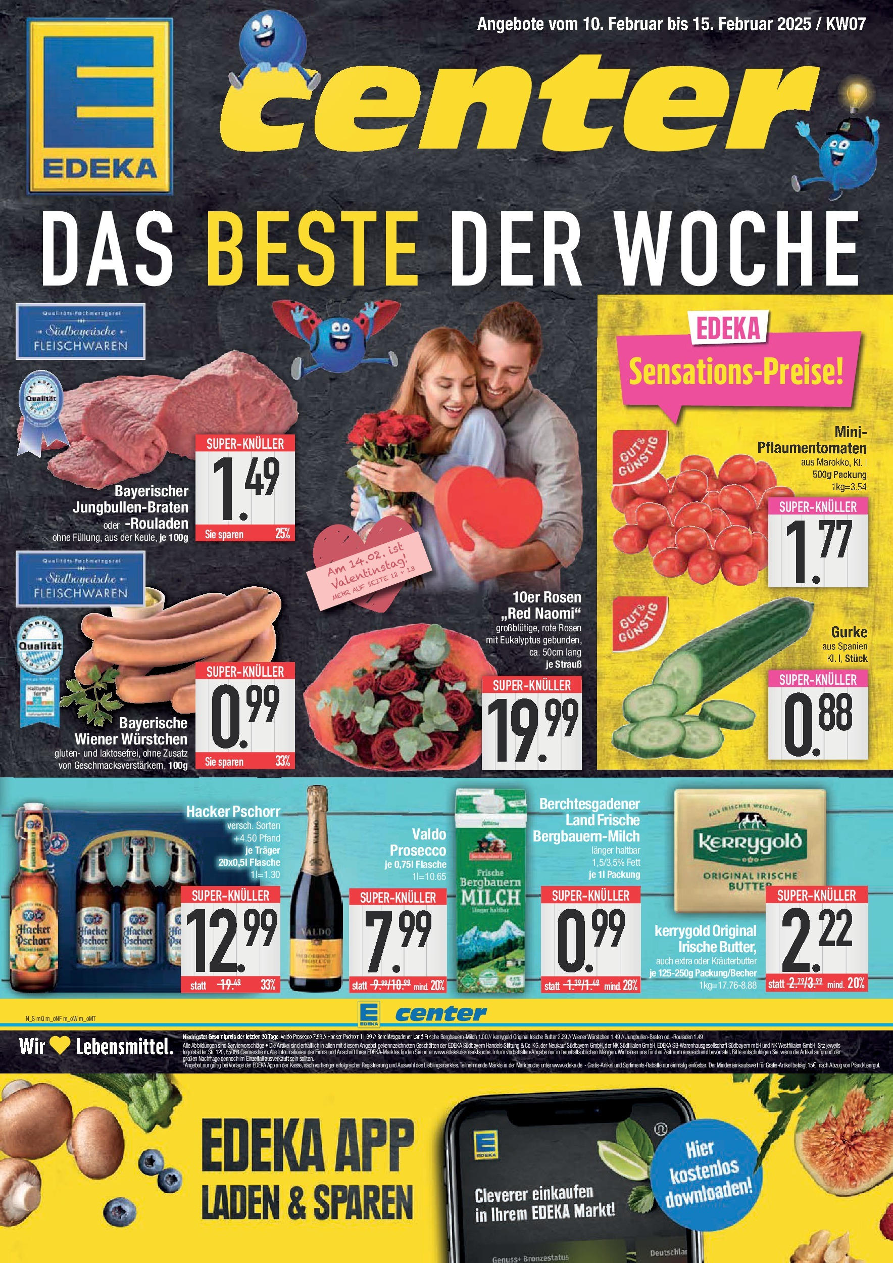 E center Prospekt Krumbach, Michael-Faist-Straße 2 (ab 10.02.2025) » Angebote Online | Seite: 1 | Produkte: Wiener wurstchen, Butter, Kräuterbutter, Prosecco