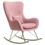 Möbelix Schaukelstuhl Mit Armlehnen + Kissen Wohnling Samt Rosa