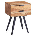 Möbelix Nachtkästchen Akazie Echtholz/ Grau H: 65 Cm Wohnling