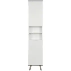 Hochschrank Mit Echtholzfüßen Turin B: 40 Cm Weiß/beton