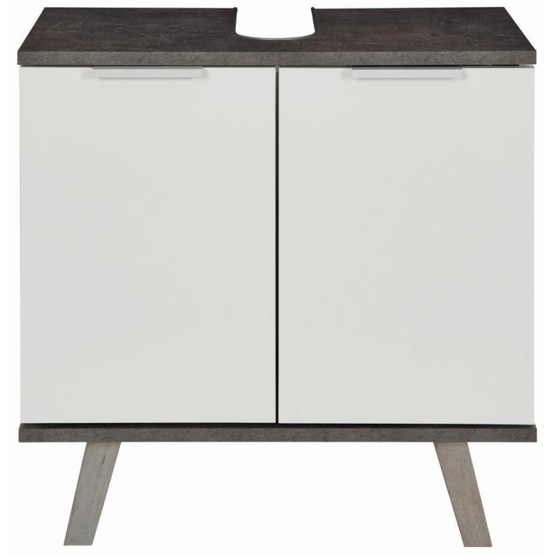 Waschbeckenunterschrank Turin 4 B: 60 Cm Weiß/beton
