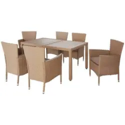 Gartengarnitur 7-tlg. Porto Rio Rattanoptik Mit Kissen