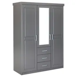Drehtürenschrank Massiv Mit Spiegel B: 140 cm Norwin, Grau