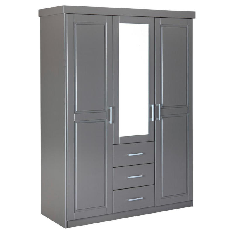 Drehtürenschrank Massiv Mit Spiegel B: 140 cm Norwin, Grau