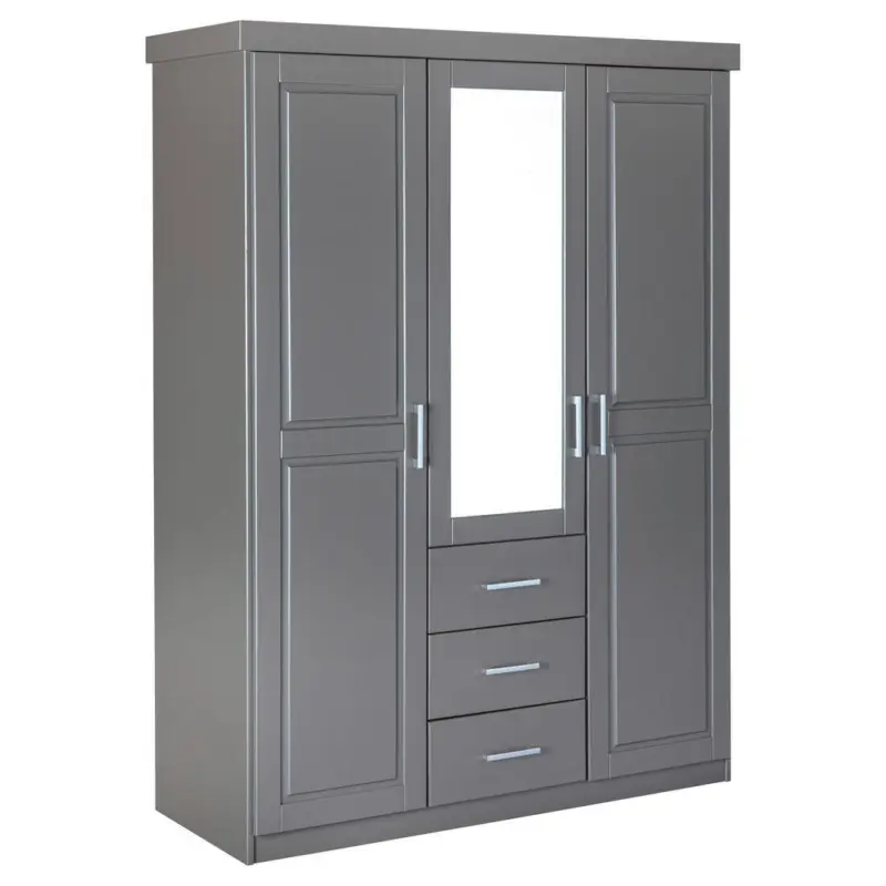 Drehtürenschrank Massiv Mit Spiegel B: 140 cm Norwin, Grau