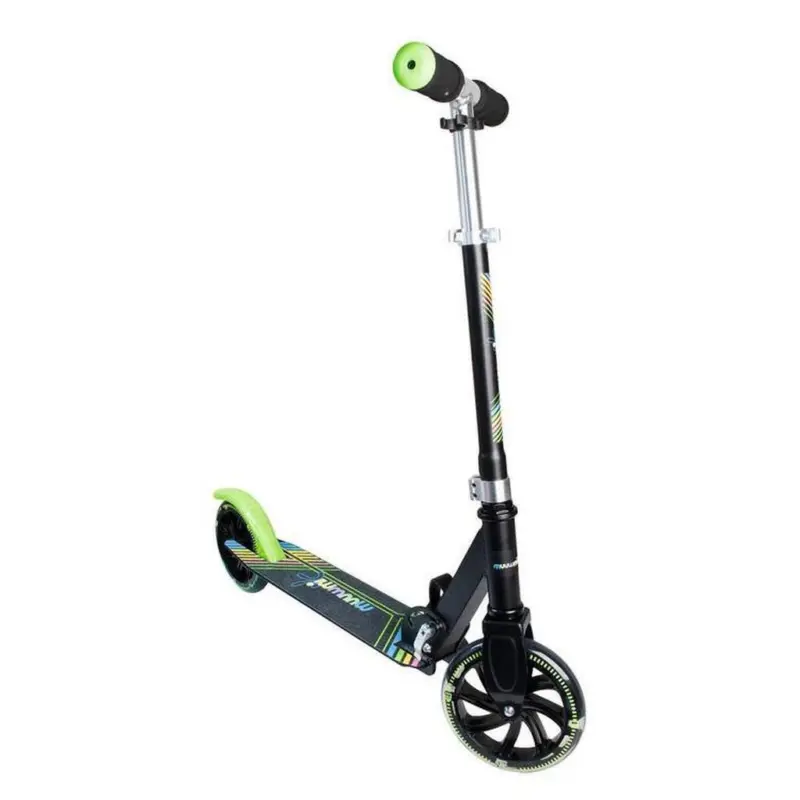 Kinder-Scooter Gr&uuml;n/Schwarz &Oslash; 180 mm Klappbar Leuchtrollen