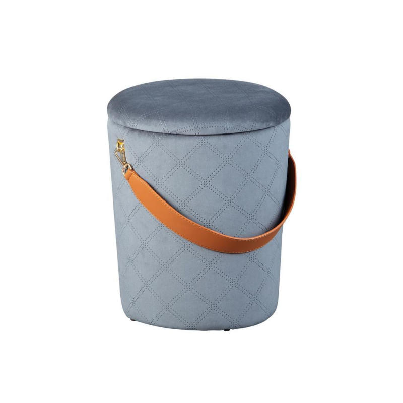 Hocker Nevis Mit Stauraum Textil Grau H: 38 Cm