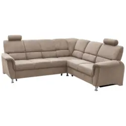 Ecksofa mit Bettkasten Pisa + Kopfstützen Taupe
