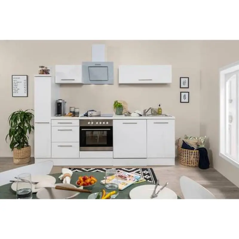 Küchenzeile Rp250wwc mit Geräte 250 cm Weiß