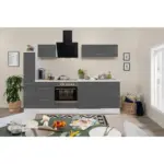 Möbelix Küchenzeile Rp250wgc mit Geräte 250 cm Grau/Weiß