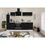 Möbelix Küchenzeile Rp250wsc mit Geräte 250 cm Schwarz/Weiß