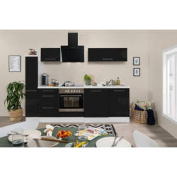 Küchenzeile Rp250wsc mit Geräte 250 cm Schwarz/Weiß