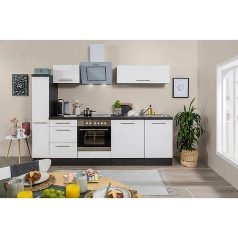 Küchenzeile Rp250ewc mit Geräte 250 cm Grau/Weiß