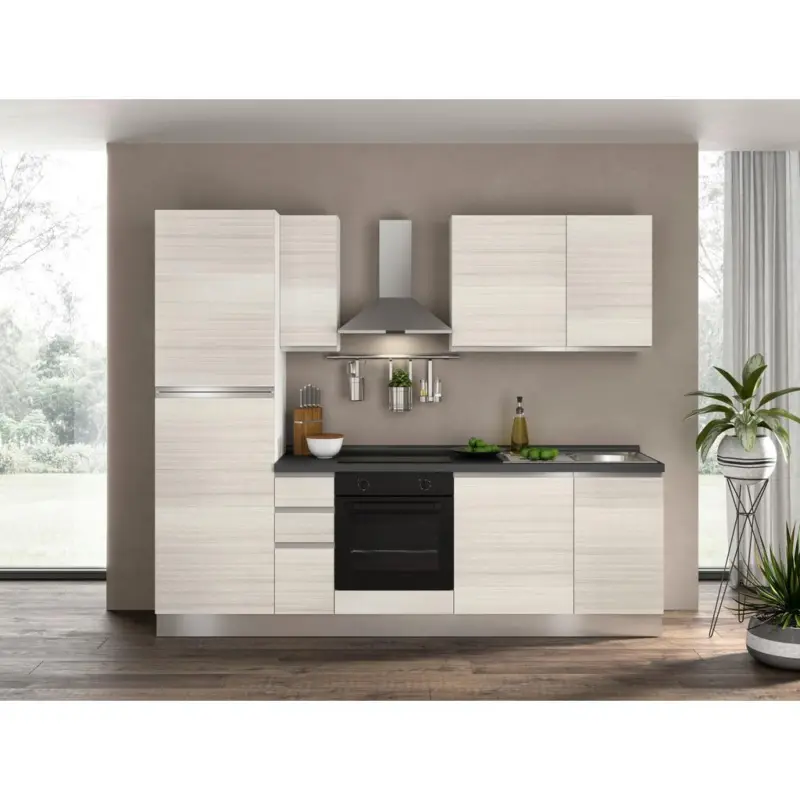 Einbauküche Küchenblock Möbelix Moena 255 cm mit Geräten Pinienfarben