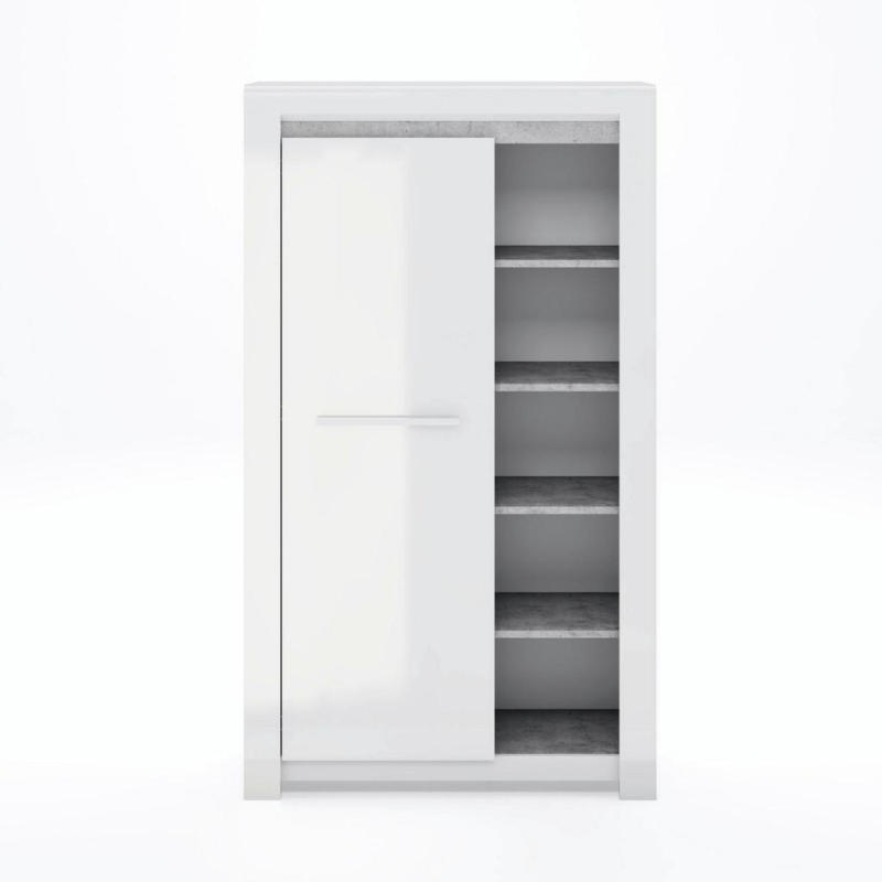 Regal mit Schrank Pegase 101 cm Grau/Weiß