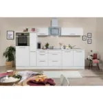 M&ouml;belix K&uuml;chenzeile mit Ger&auml;ten 300 cm Wei&szlig; Hochglanz