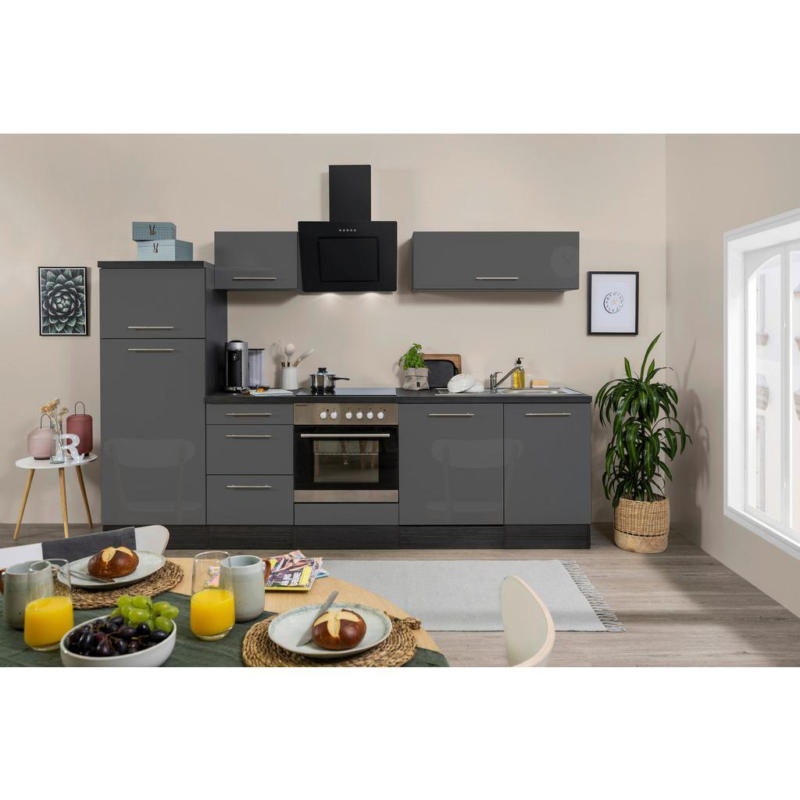 Küchenzeile mit Geräten 280 cm Grau