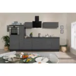 M&ouml;belix K&uuml;chenzeile mit Ger&auml;ten 310 cm Grau Hochglanz