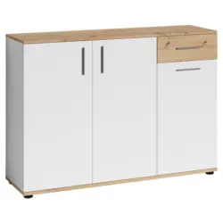 Kommode B: 110 cm Jakob Weiß/Eiche Dekor