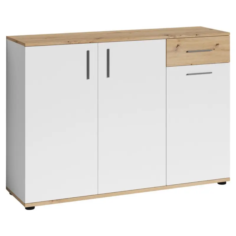 Kommode B: 110 cm Jakob Weiß/Eiche Dekor