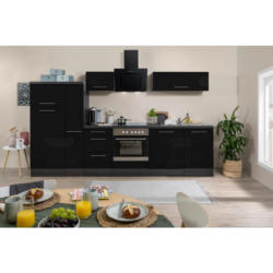 Küchenzeile mit Geräten 310 cm Schwarz Hochglanz