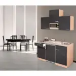 Möbelix Miniküche mit Kühlschrank B: 150 cm Grau/Buchefarben