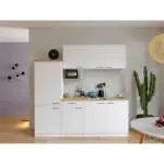 Möbelix Küchenzeile mit Geräten 210 cm Weiß/Nuss Dekor