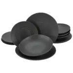 Möbelix Tafelservice Keramik 4 Personen Geschirr Set Schwarz