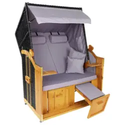 Strandkorb Nordsee Hoberg Halblieger 2-Sitzer Braun/grau