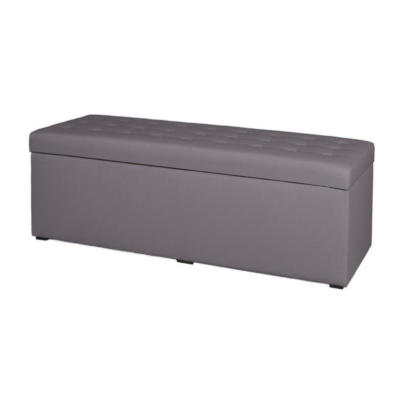 Hockerbank Pouf Welle Grau H: 45 cm mit Stauraum