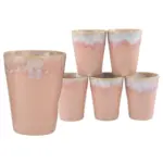 Möbelix Kaffeebecher Handbemalt Rosa 6tlg Grespresso Je ca. 360 ml