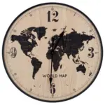 Möbelix Wanduhr Aras Ø 60 Cm Analog Natur/schwarz Eisen Weltkarte