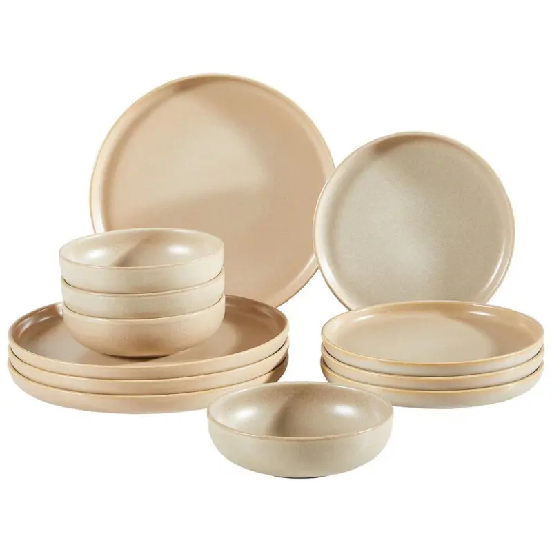 Tafelservice Uno Keramik 4Personen Geschirr Set Sand