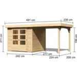 Möbelix Gartenhaus 491x217x211 cm