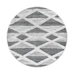 Webteppich Grau/weiß Pisa Rund Ø 120 Cm