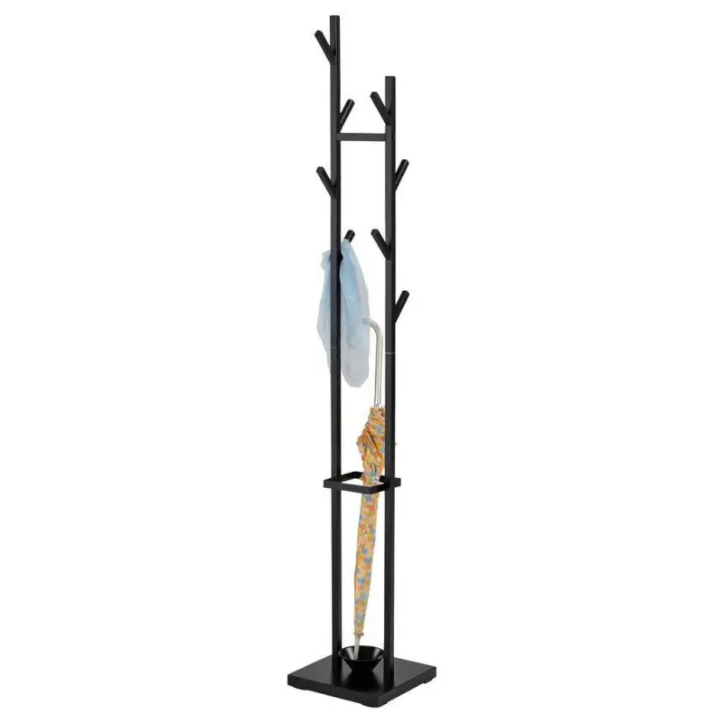 Kleiderständer Paris Schwarz Metall, 8 Hacken, H: 173,5 Cm
