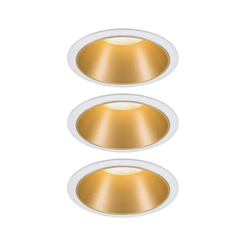 Einbauspot Ø 8,8 Cm Weiß/ Goldfarben 3-Teilig Dimmbar