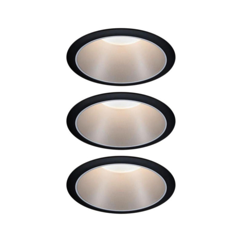 Einbauspot Ø 8,8 Cm Schwarz/ Silberfarben 3-Teilig Dimmbar