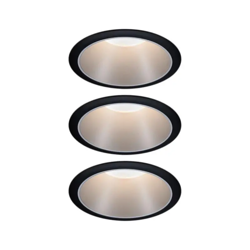Einbauspot Ø 8,8 Cm Schwarz/ Silberfarben 3-Teilig Dimmbar