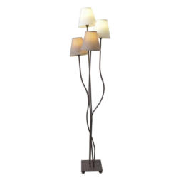 Stehlampe Braun/beige Textil Lampenschirm